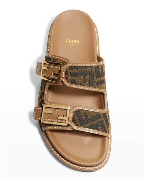 fendi double buckle slides|Fendi FF Jacquard Dual Buckle Slide Sandals .